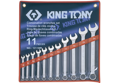 KINGTONY ชุดประแจแหวนข้าง ปากตาย 11 ตัวชุด เบอร์ 8-24 รุ่น 1211MR