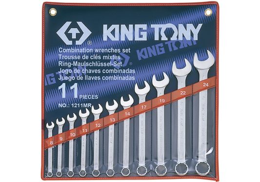 KINGTONY ชุดประแจแหวนข้าง ปากตาย 11 ตัวชุด เบอร์ 8-24 รุ่น 1211MR