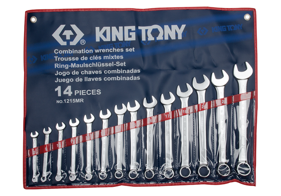 KINGTONY ชุดประแจแหวนข้าง ปากตาย 14 ตัวชุด เบอร์ 8-24 รุ่น 1215MR