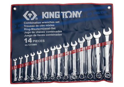 KINGTONY ชุดประแจแหวนข้าง ปากตาย 14 ตัวชุด เบอร์ 8-24 รุ่น 1215MR
