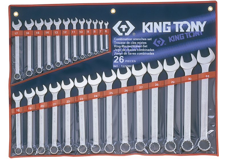 KINGTONY ชุดประแจแหวนข้าง ปากตาย 26 ตัวชุด เบอร์ 6-32 รุ่น 1226MR