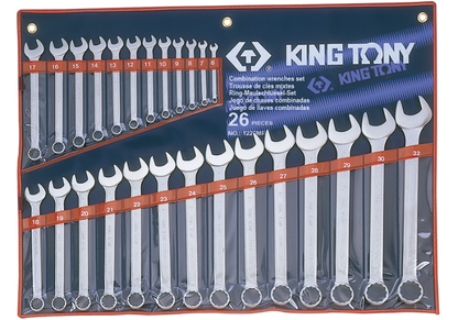KINGTONY ชุดประแจแหวนข้าง ปากตาย 26 ตัวชุด เบอร์ 6-32 รุ่น 1226MR