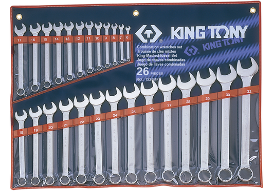 KINGTONY ชุดประแจแหวนข้าง ปากตาย 26 ตัวชุด เบอร์ 6-32 รุ่น 1226MR