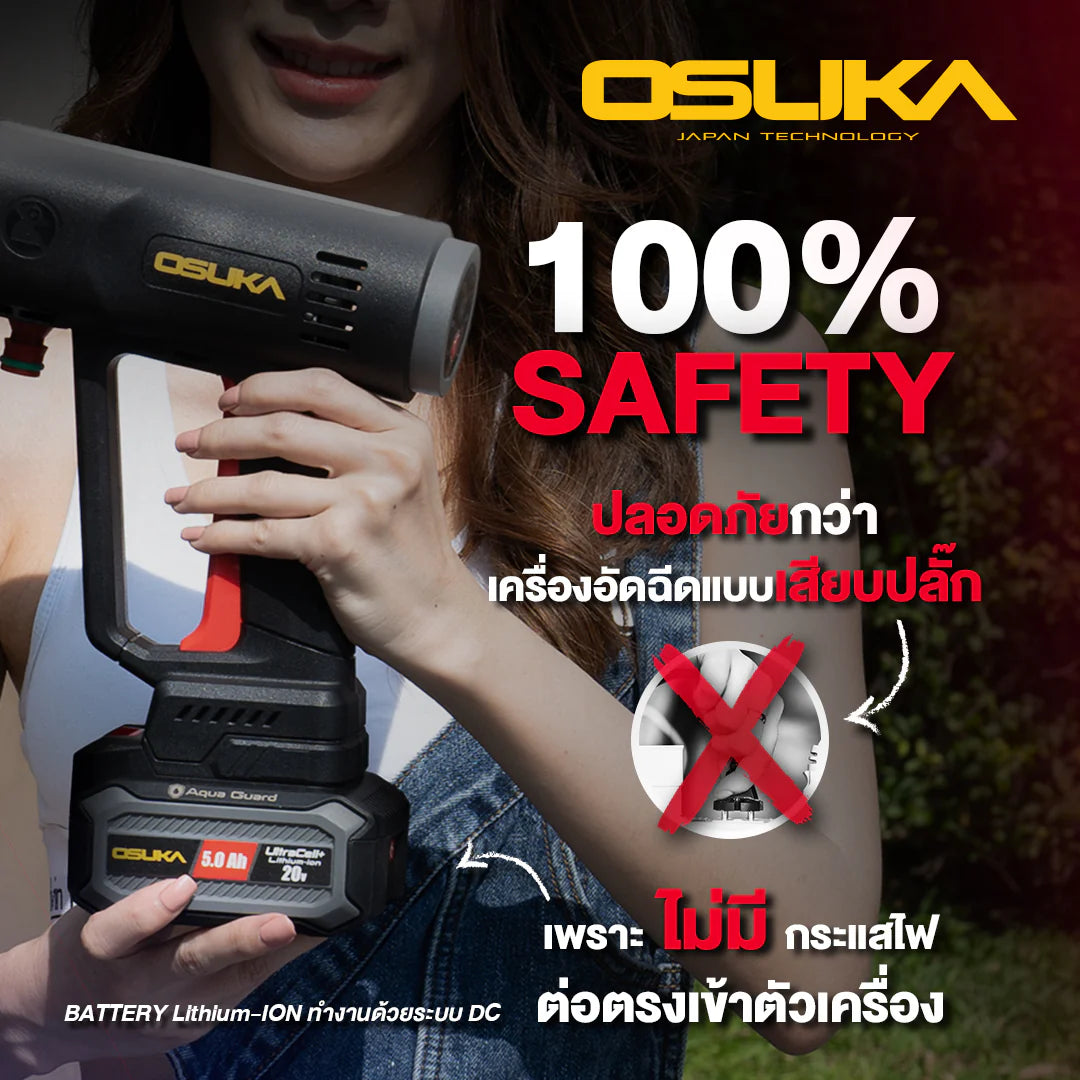 OSUKA เครื่องอัดฉีดแรงดันสูงไร้สาย 20V รุ่น OCPW607-P1