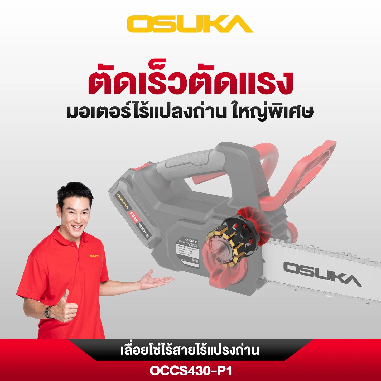 OSUKA เลื่อยโซ่ไร้สาย 11.5" 20V รุ่น OCCS430-P1