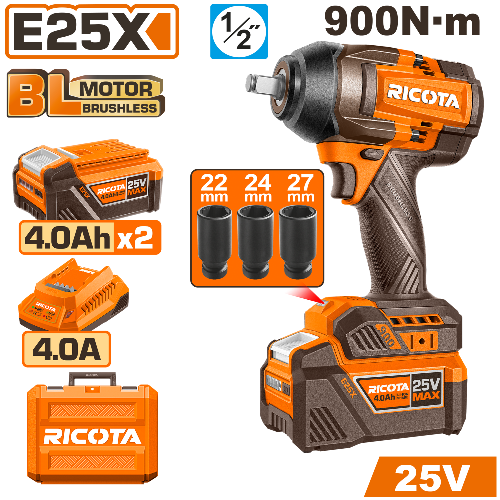 RICOTA บล็อกไร้สาย 1/2" 900 นิวตัน 25V RLEWH25900