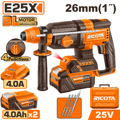 RICOTA สว่านโรตารี่ไร้สาย 3 ระบบ ขนาด 26มิล 25V รุ่น RLLRH2526