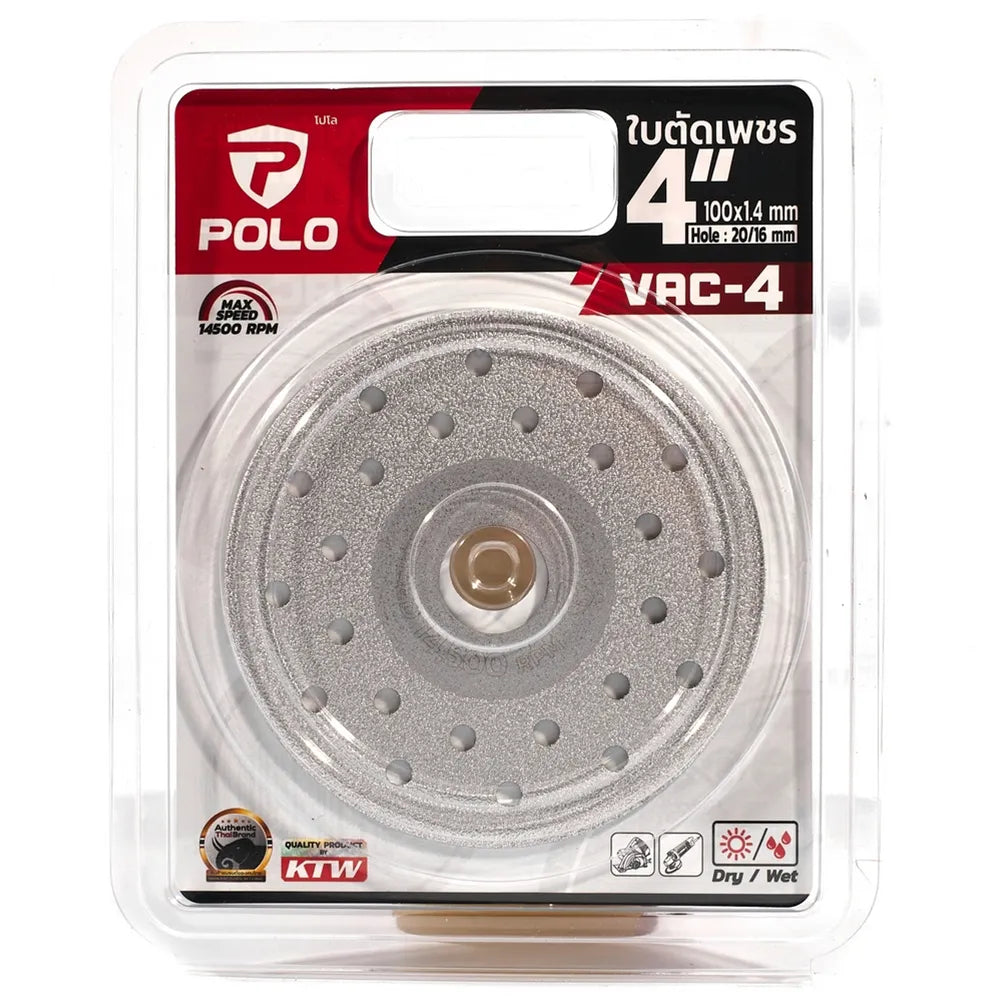 POLO ใบเพชร ตัดกระเบื้อง หินแกรนิต คมทน ตัดไว ขนาด 4 นิ้ว รุ่น VAC-4