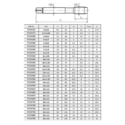 YG ดอกต๊าปเกลียวสว่าน สีดำ T1121 SPIRAL FLUTE TAPS HSS-EX I-SP
