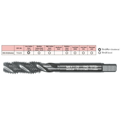 YG ดอกต๊าปเกลียวสว่าน สีดำ T1121 SPIRAL FLUTE TAPS HSS-EX I-SP